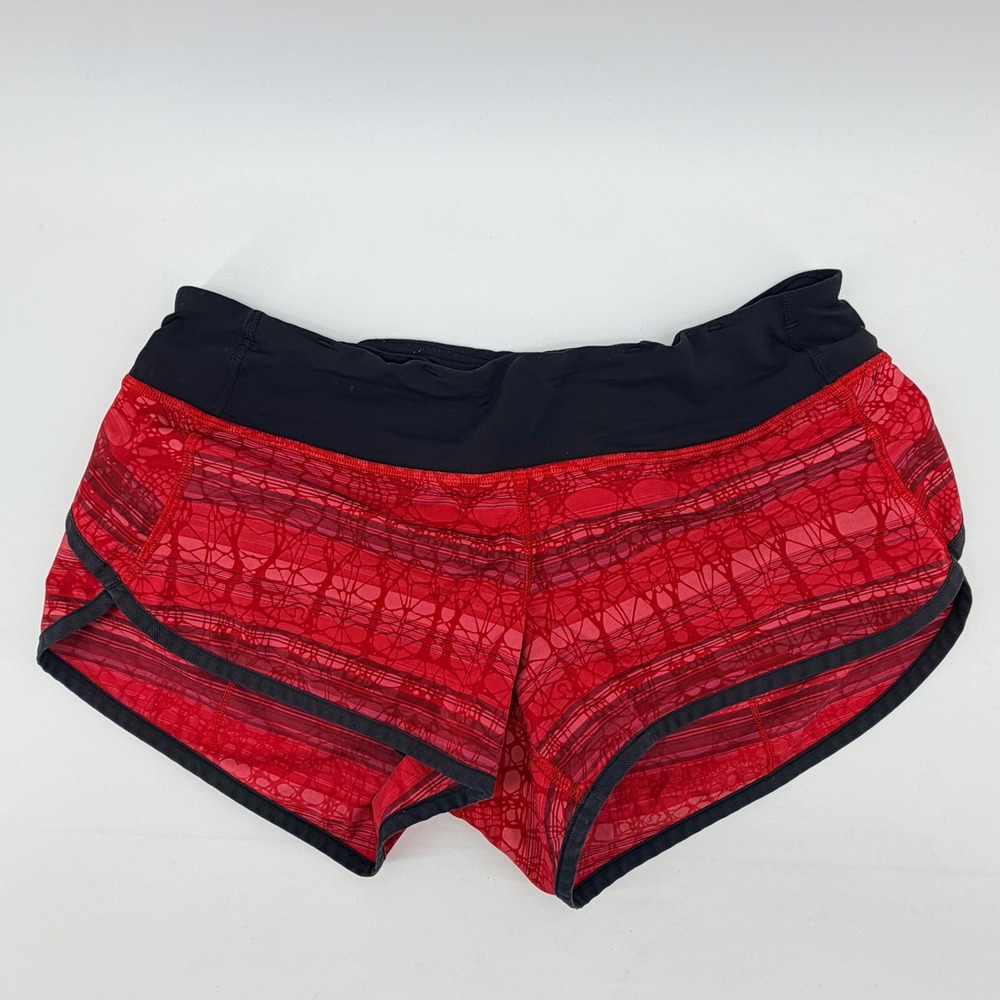Lululemon Shorts Women 6 Red Speed Short Abstract Running Athletic Workout